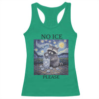No Ice Please Racerback Tank Top Starry Night Raccoon Trash Panda Anti ICE Meme