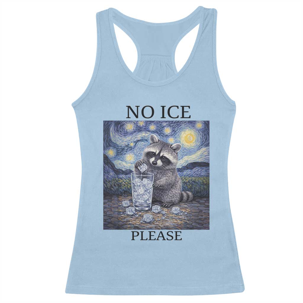 No Ice Please Racerback Tank Top Starry Night Raccoon Trash Panda Anti ICE Meme