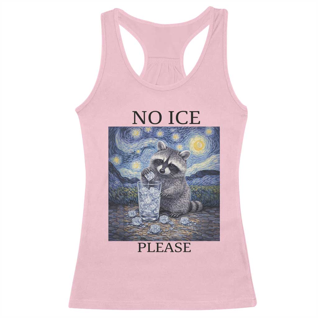 No Ice Please Racerback Tank Top Starry Night Raccoon Trash Panda Anti ICE Meme