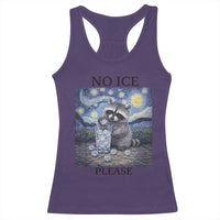 No Ice Please Racerback Tank Top Starry Night Raccoon Trash Panda Anti ICE Meme