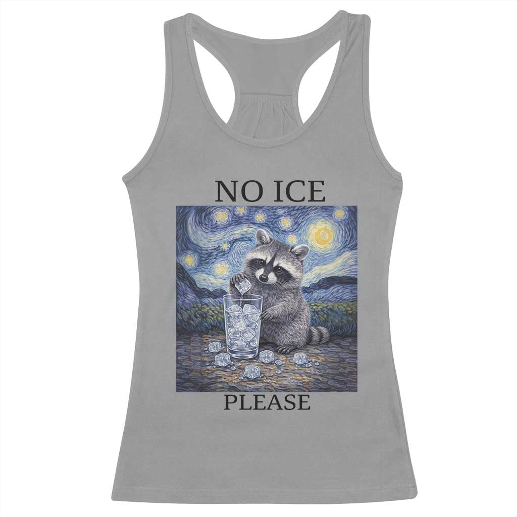 No Ice Please Racerback Tank Top Starry Night Raccoon Trash Panda Anti ICE Meme