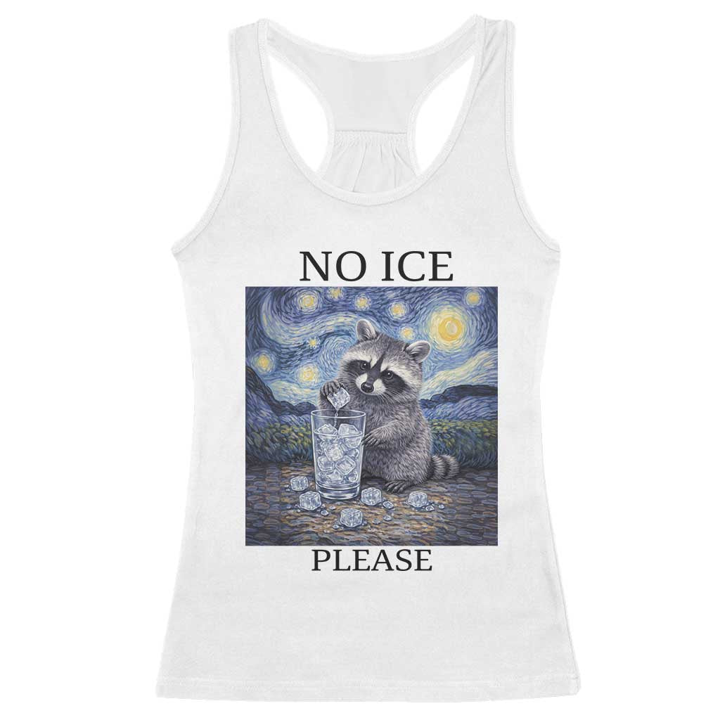No Ice Please Racerback Tank Top Starry Night Raccoon Trash Panda Anti ICE Meme