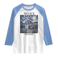 No Ice Please Raglan Shirt Starry Night Raccoon Trash Panda Anti ICE Meme