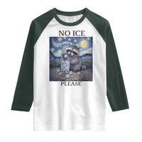 No Ice Please Raglan Shirt Starry Night Raccoon Trash Panda Anti ICE Meme