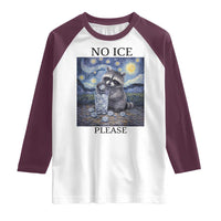No Ice Please Raglan Shirt Starry Night Raccoon Trash Panda Anti ICE Meme
