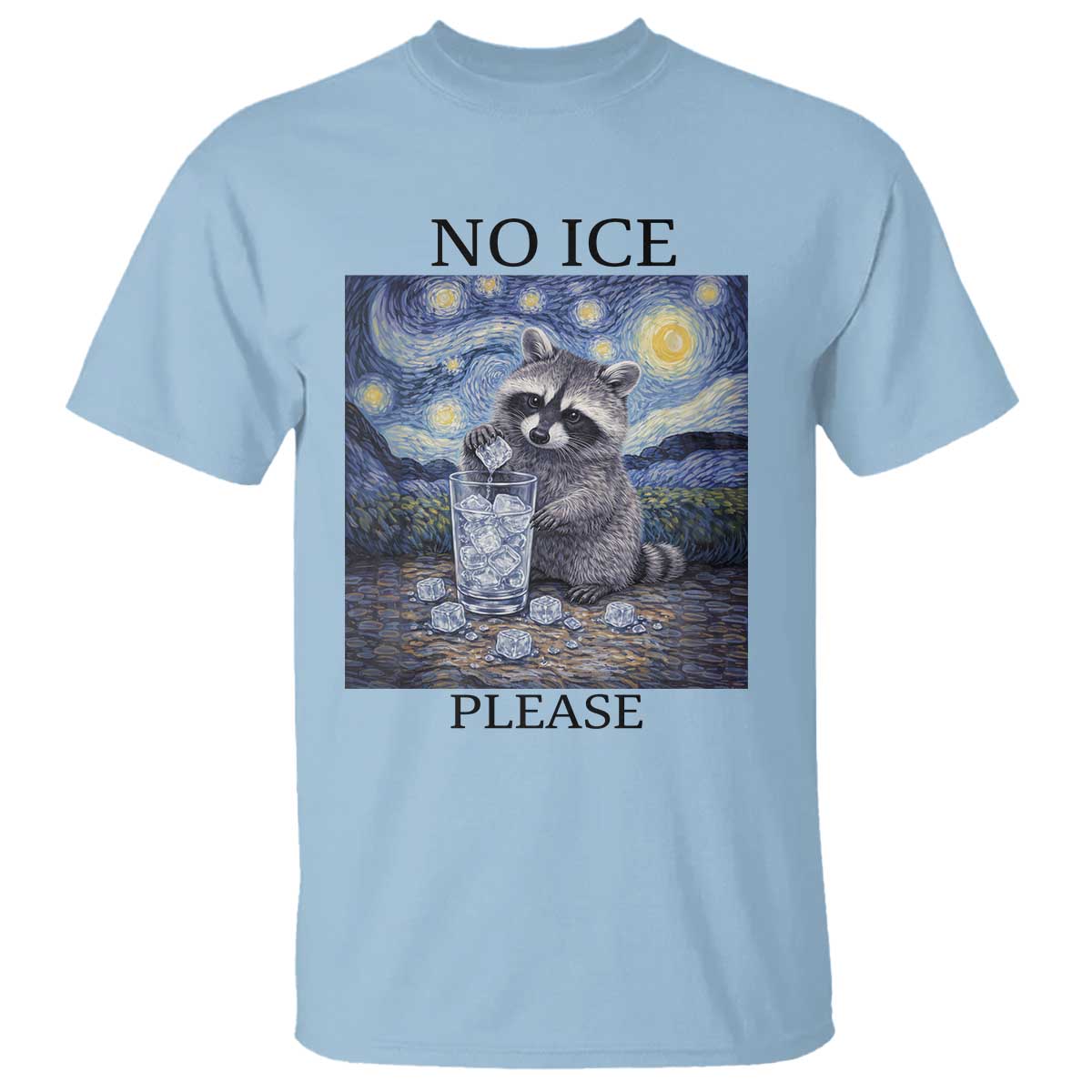 No Ice Please T Shirt Starry Night Raccoon Trash Panda Anti ICE Meme