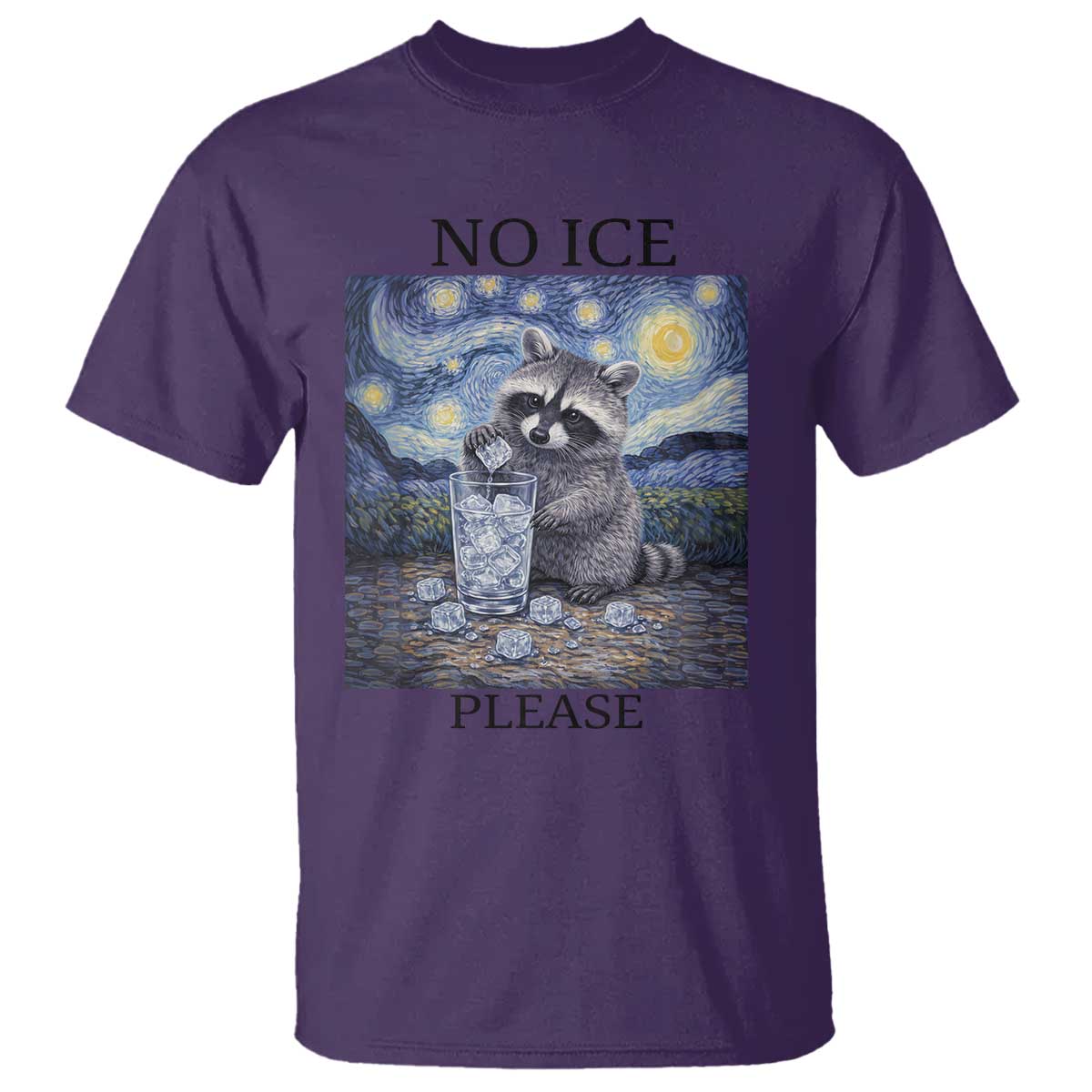 No Ice Please T Shirt Starry Night Raccoon Trash Panda Anti ICE Meme