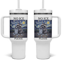 No Ice Please Tumbler With Handle Starry Night Raccoon Trash Panda Anti ICE Meme
