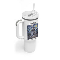 No Ice Please Tumbler With Handle Starry Night Raccoon Trash Panda Anti ICE Meme