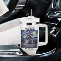 No Ice Please Tumbler With Handle Starry Night Raccoon Trash Panda Anti ICE Meme