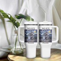 No Ice Please Tumbler With Handle Starry Night Raccoon Trash Panda Anti ICE Meme