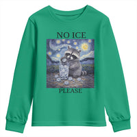 No Ice Please Youth Sweatshirt Starry Night Raccoon Trash Panda Anti ICE Meme