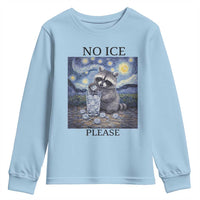 No Ice Please Youth Sweatshirt Starry Night Raccoon Trash Panda Anti ICE Meme