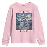 No Ice Please Youth Sweatshirt Starry Night Raccoon Trash Panda Anti ICE Meme