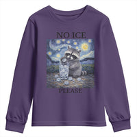 No Ice Please Youth Sweatshirt Starry Night Raccoon Trash Panda Anti ICE Meme