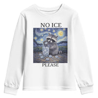 No Ice Please Youth Sweatshirt Starry Night Raccoon Trash Panda Anti ICE Meme