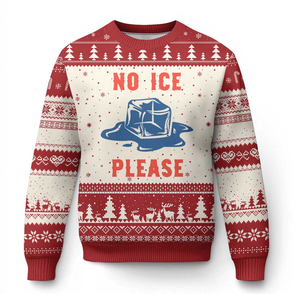 No Ice Please Ugly Christmas Sweater Funny Ice Cube Anti ICE Deportation Human Rights