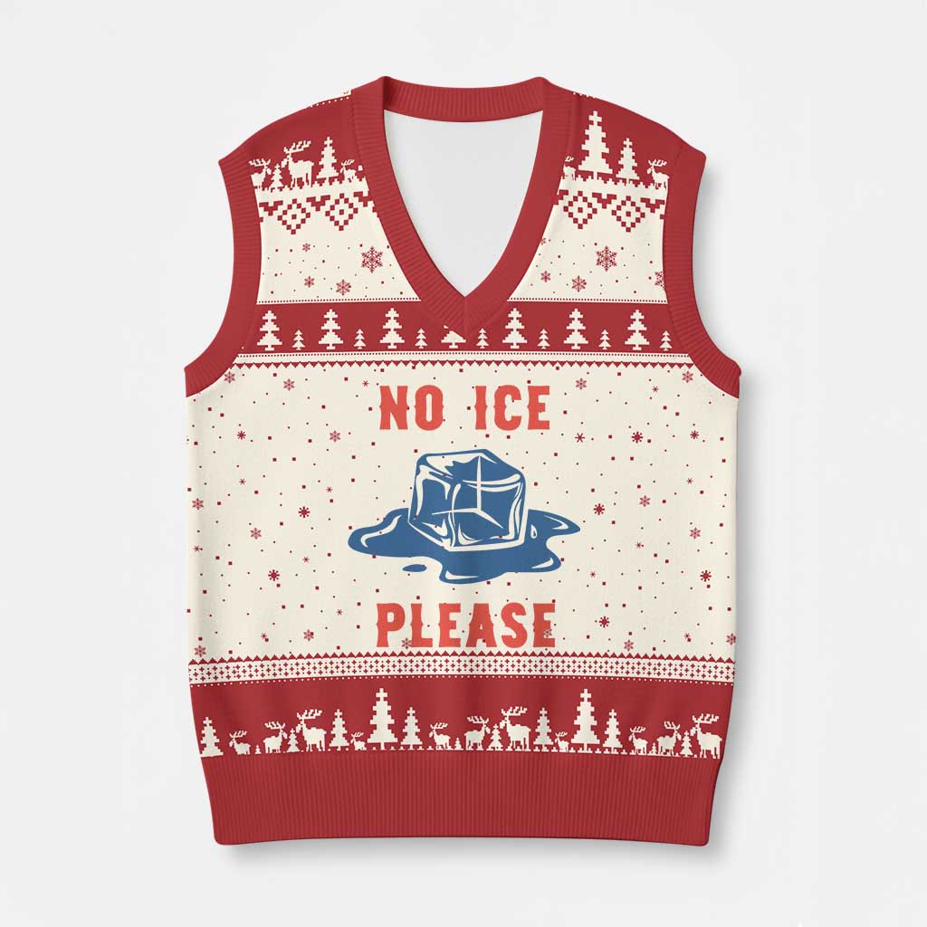 No Ice Please V-Neck Knit Sweater Vest Funny Ice Cube Anti ICE Deportation Human Rights