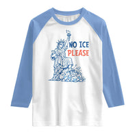 No Ice Please Raglan Shirt Funny Statue of Liberty Anti ICE Deportation Human Rights