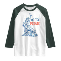 No Ice Please Raglan Shirt Funny Statue of Liberty Anti ICE Deportation Human Rights
