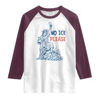 No Ice Please Raglan Shirt Funny Statue of Liberty Anti ICE Deportation Human Rights