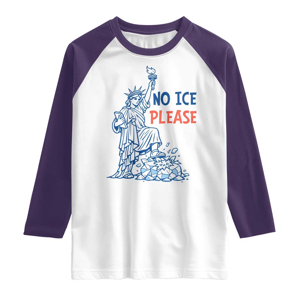 No Ice Please Raglan Shirt Funny Statue of Liberty Anti ICE Deportation Human Rights