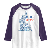 No Ice Please Raglan Shirt Funny Statue of Liberty Anti ICE Deportation Human Rights