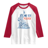 No Ice Please Raglan Shirt Funny Statue of Liberty Anti ICE Deportation Human Rights