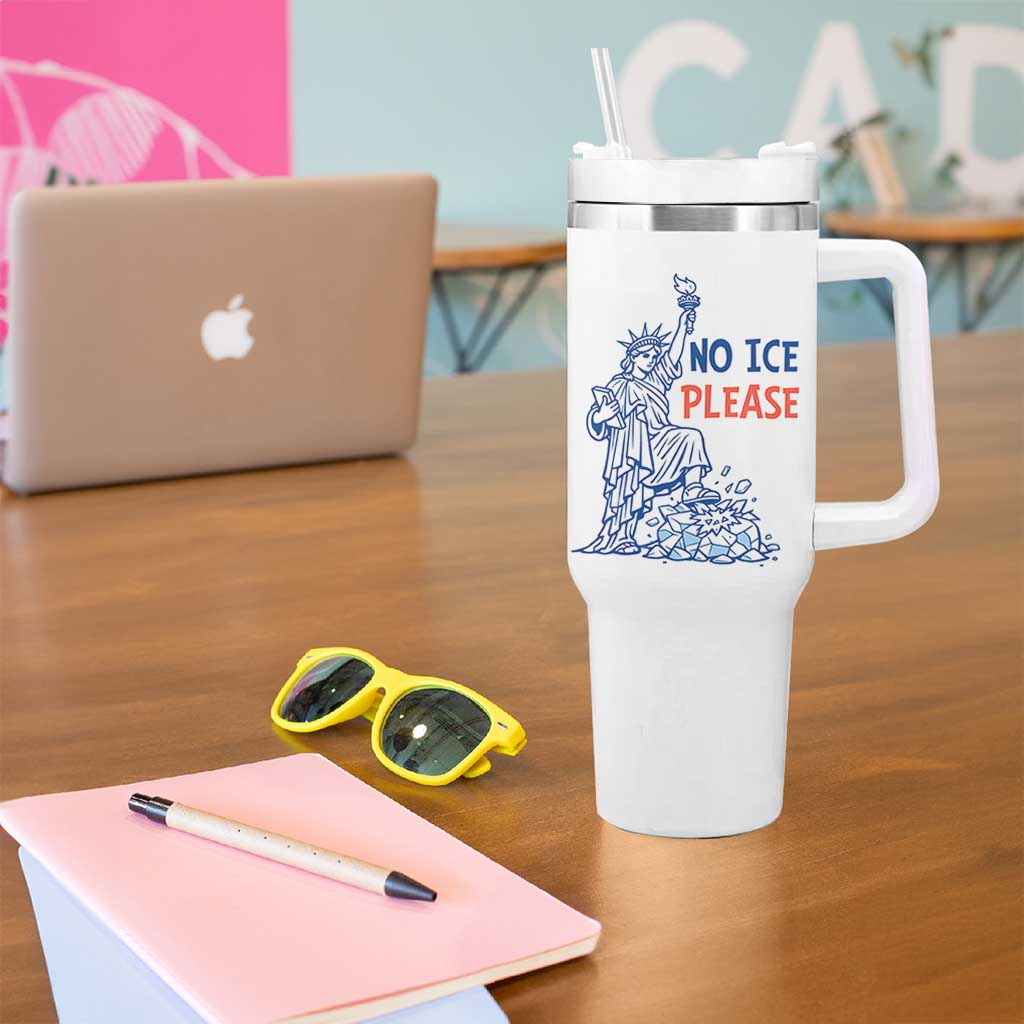No Ice Please Tumbler With Handle Funny Statue of Liberty Anti ICE Deportation Human Rights