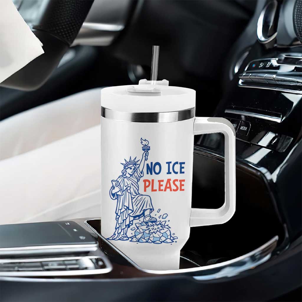 No Ice Please Tumbler With Handle Funny Statue of Liberty Anti ICE Deportation Human Rights