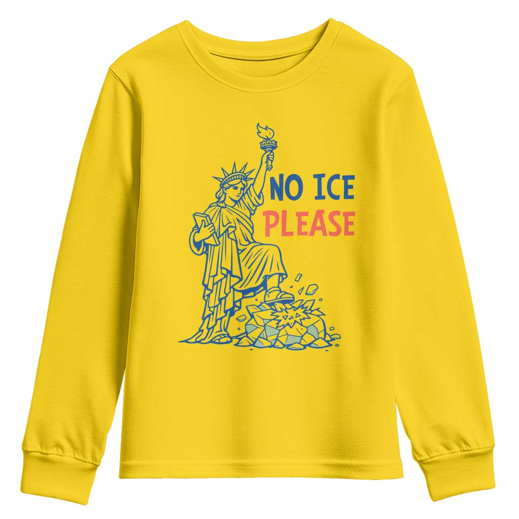 No Ice Please Youth Sweatshirt Funny Statue of Liberty Anti ICE Deportation Human Rights