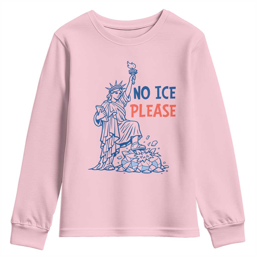 No Ice Please Youth Sweatshirt Funny Statue of Liberty Anti ICE Deportation Human Rights