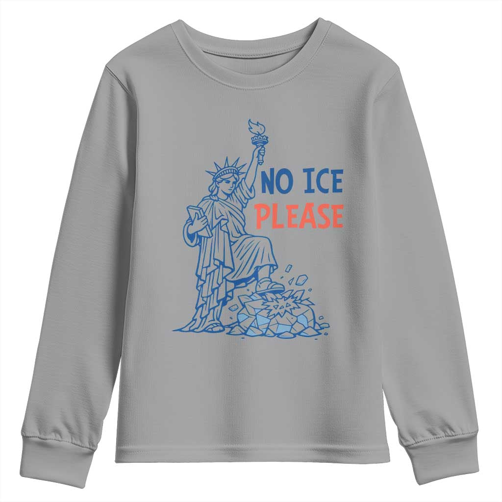 No Ice Please Youth Sweatshirt Funny Statue of Liberty Anti ICE Deportation Human Rights
