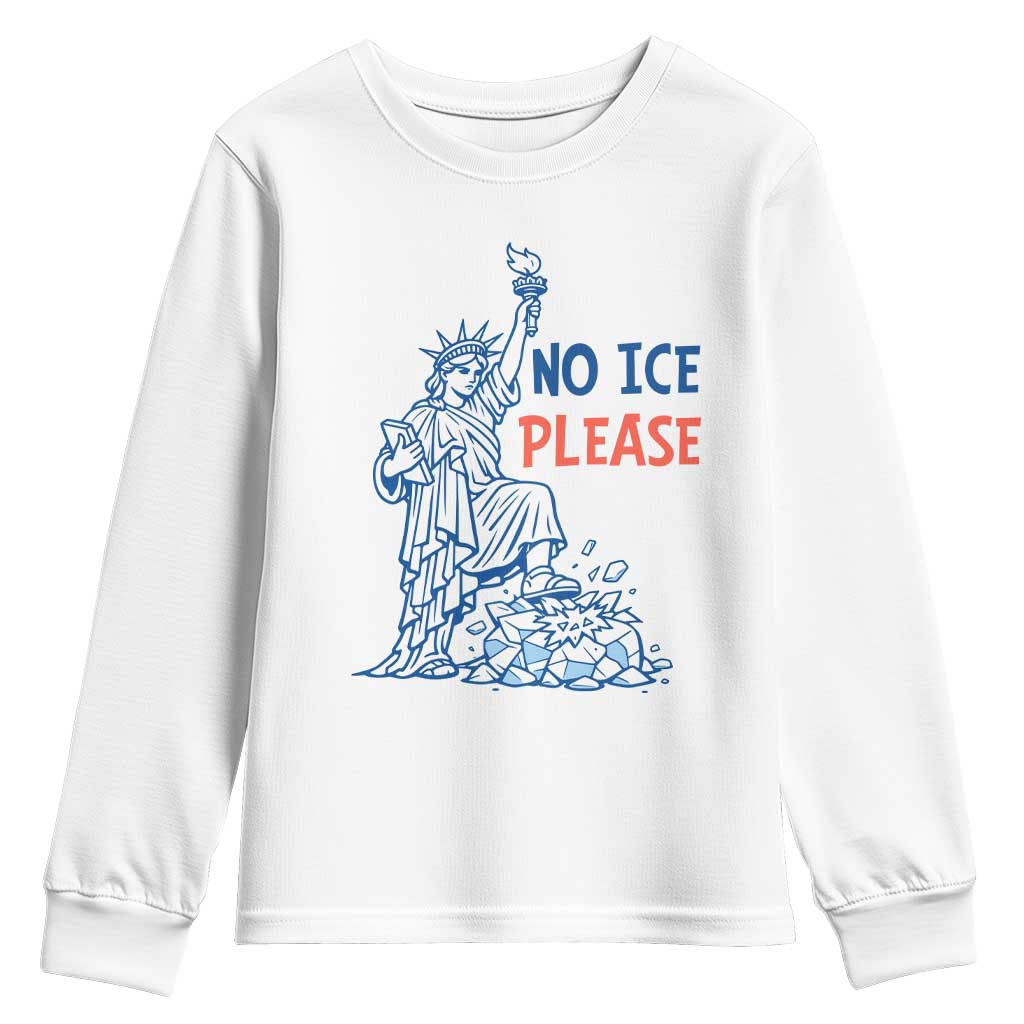No Ice Please Youth Sweatshirt Funny Statue of Liberty Anti ICE Deportation Human Rights