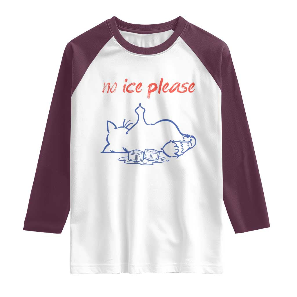 No Ice Please Raglan Shirt Funny Cat Anti ICE Deportation Human Rights