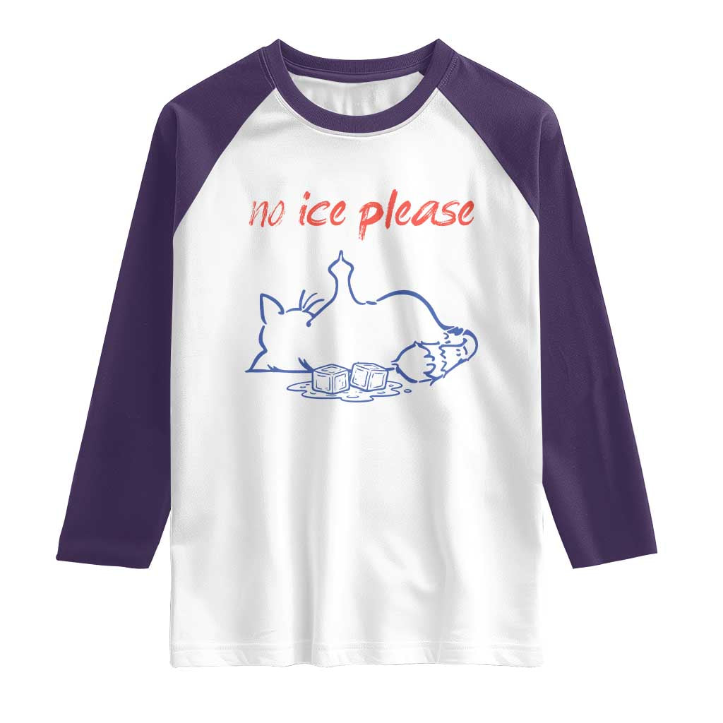 No Ice Please Raglan Shirt Funny Cat Anti ICE Deportation Human Rights