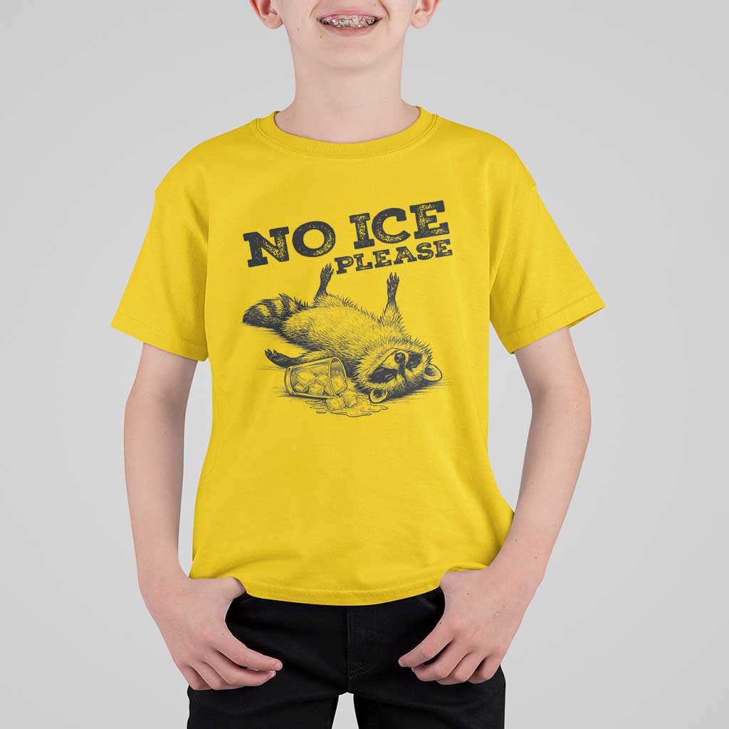 No Ice Please T Shirt For Kid Funny Raccoon Anti ICE Deportation Human Rights