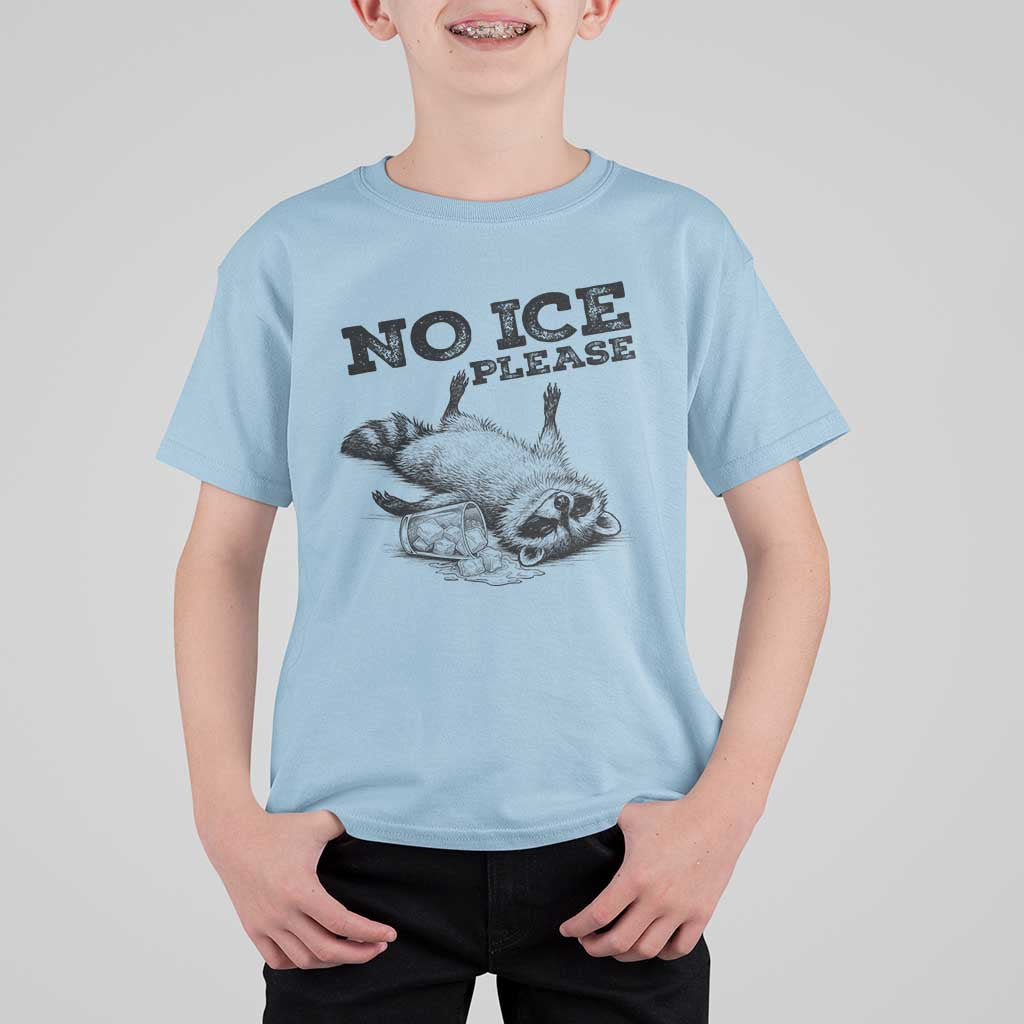 No Ice Please T Shirt For Kid Funny Raccoon Anti ICE Deportation Human Rights