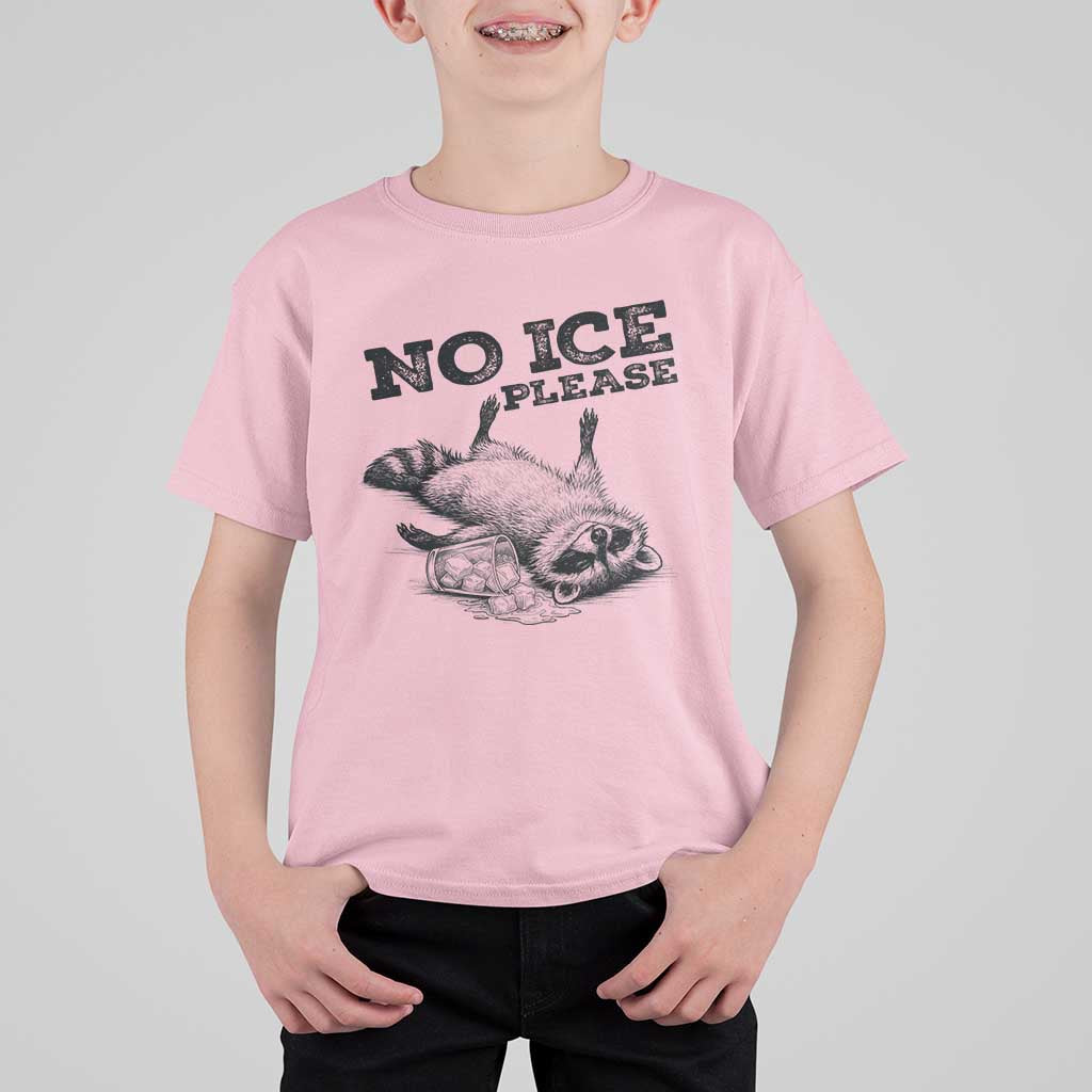 No Ice Please T Shirt For Kid Funny Raccoon Anti ICE Deportation Human Rights
