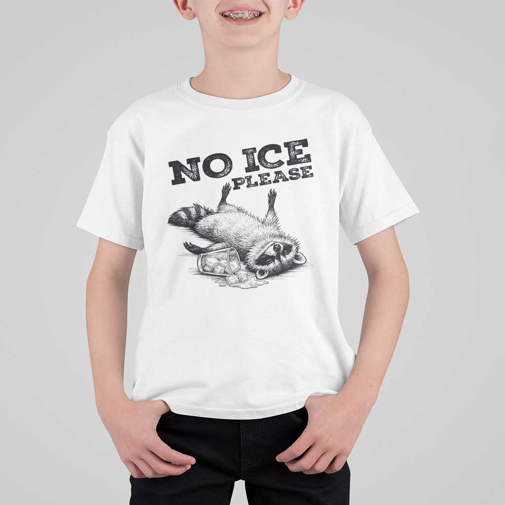 No Ice Please T Shirt For Kid Funny Raccoon Anti ICE Deportation Human Rights