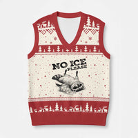 No Ice Please V-Neck Knit Sweater Vest Funny Raccoon Anti ICE Deportation Human Rights