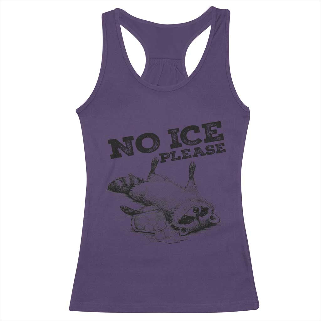 No Ice Please Racerback Tank Top Funny Raccoon Anti ICE Deportation Human Rights