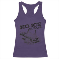 No Ice Please Racerback Tank Top Funny Raccoon Anti ICE Deportation Human Rights