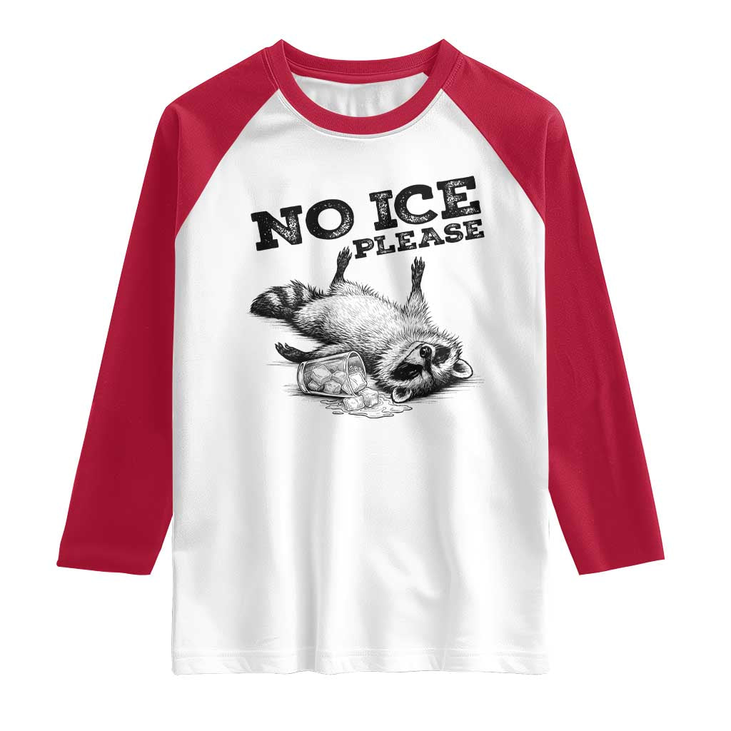 No Ice Please Raglan Shirt Funny Raccoon Anti ICE Deportation Human Rights
