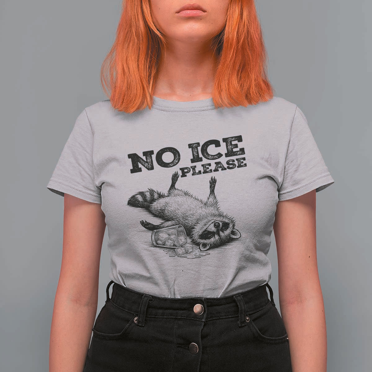 No Ice Please T Shirt For Women Funny Raccoon Anti ICE Deportation Human Rights