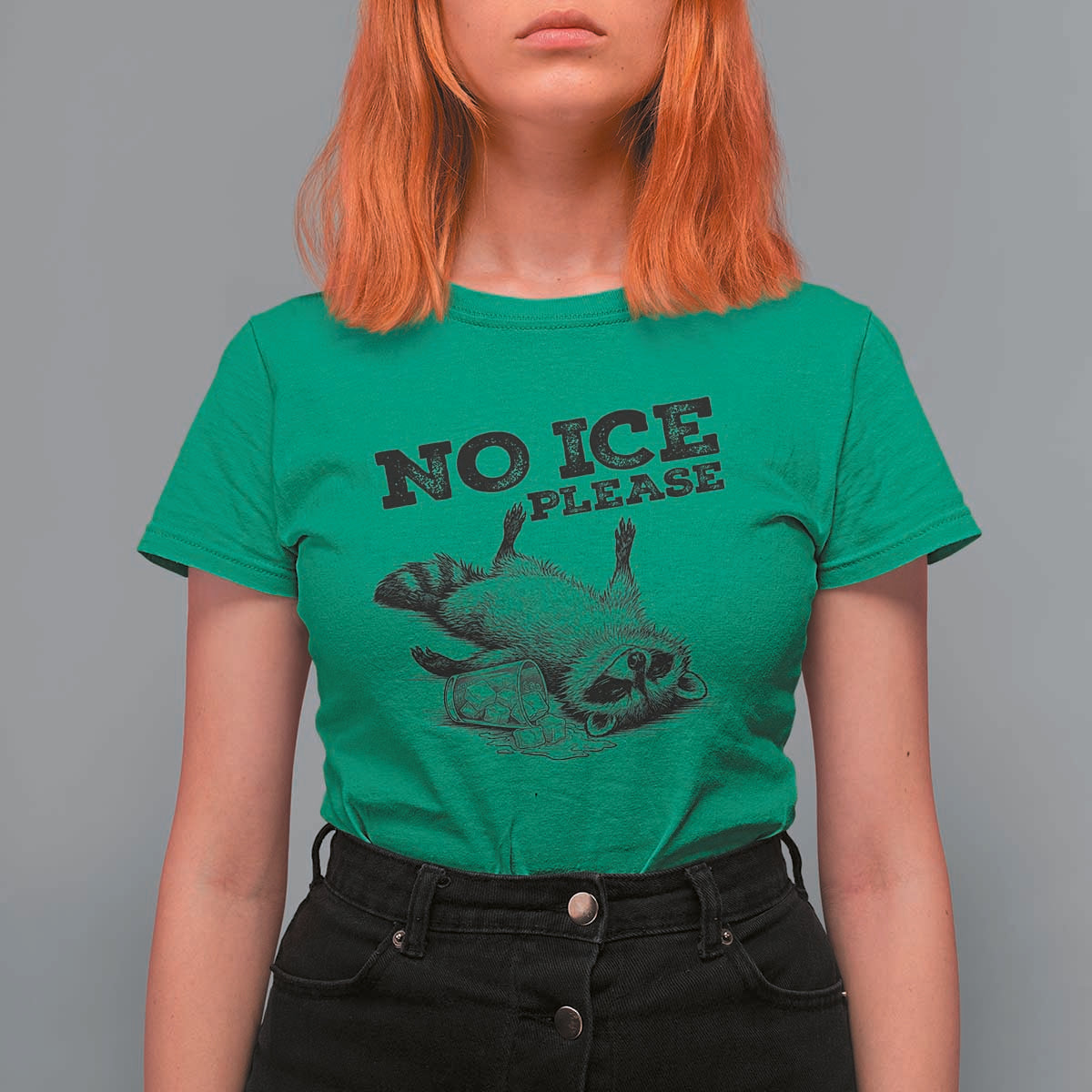 No Ice Please T Shirt For Women Funny Raccoon Anti ICE Deportation Human Rights