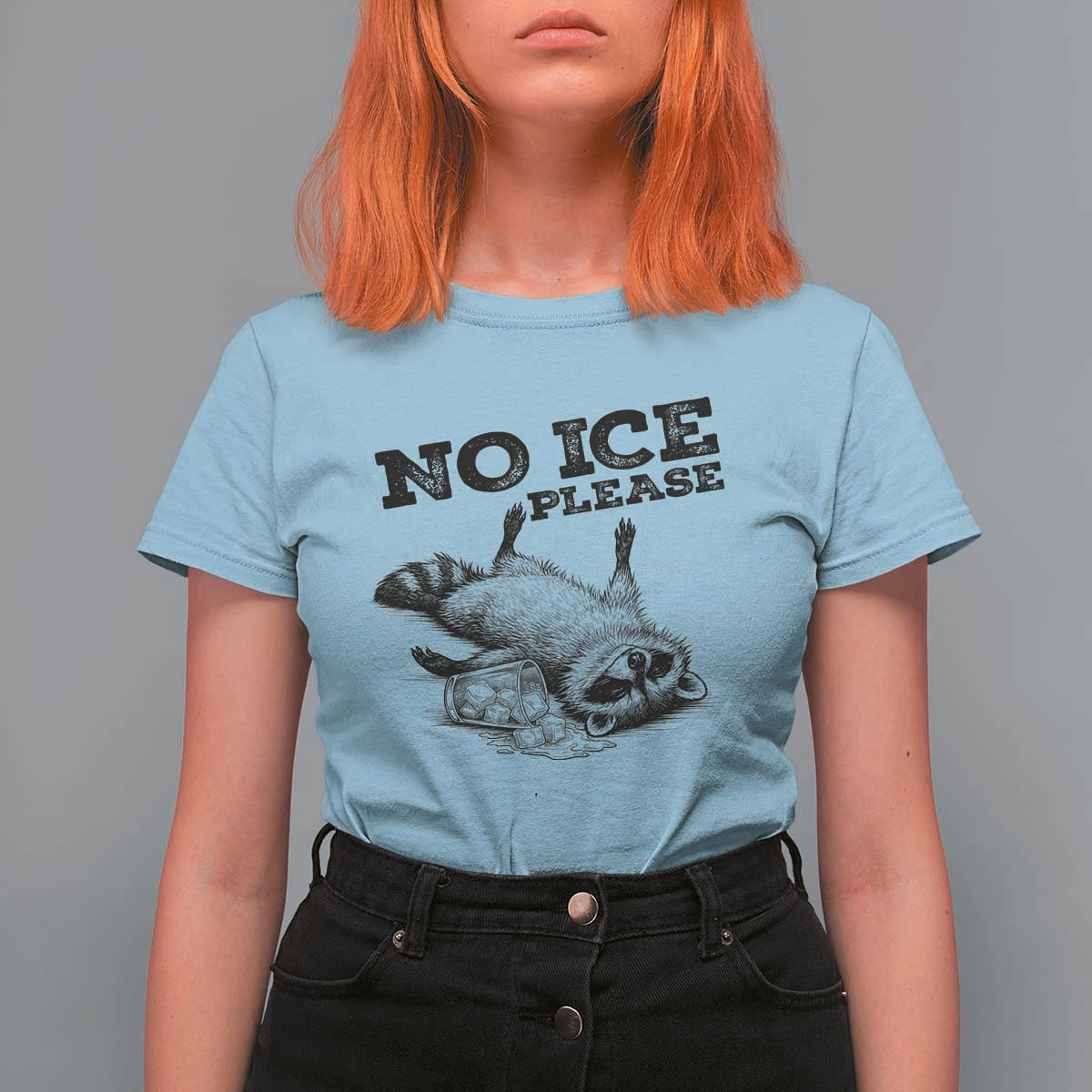 No Ice Please T Shirt For Women Funny Raccoon Anti ICE Deportation Human Rights