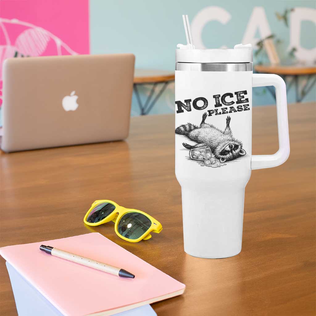 No Ice Please Tumbler With Handle Funny Raccoon Anti ICE Deportation Human Rights