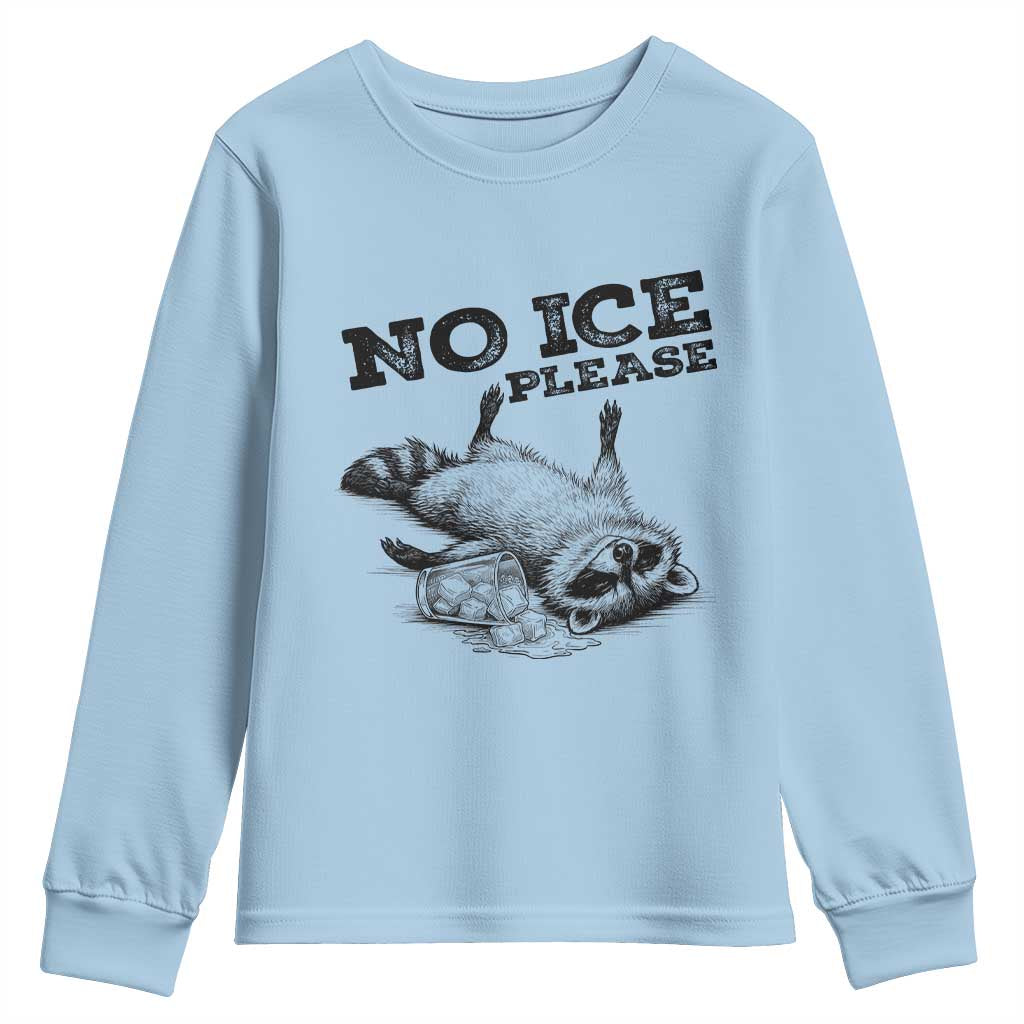 No Ice Please Youth Sweatshirt Funny Raccoon Anti ICE Deportation Human Rights