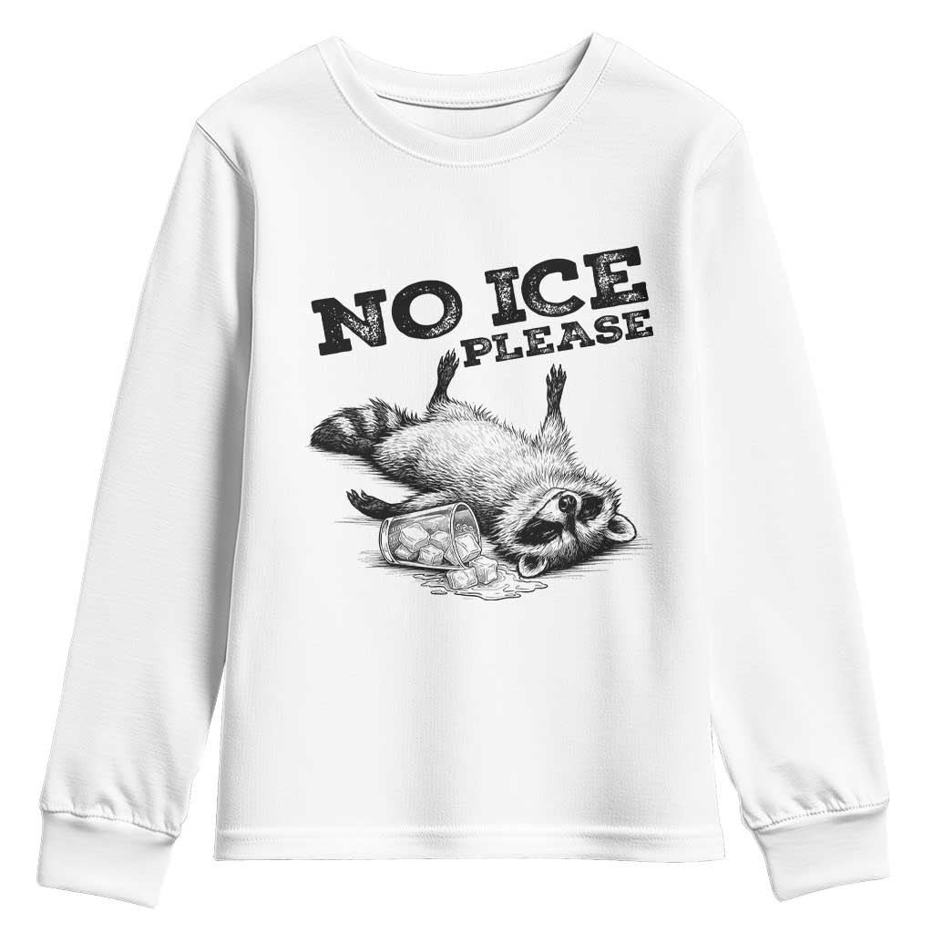 No Ice Please Youth Sweatshirt Funny Raccoon Anti ICE Deportation Human Rights